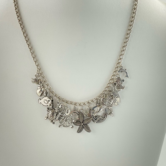 Charm Necklace, Handmade, Ocean Creatures, Mermaid, Tropical Fish, Starfish - Picture 9 of 9